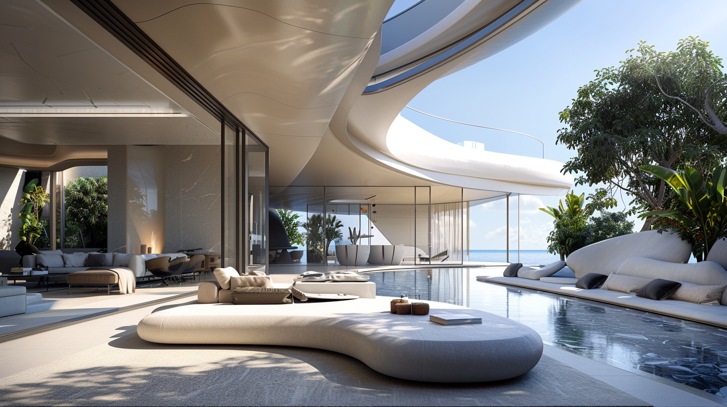 Future Calm Luxury Home Inside Outside Interior